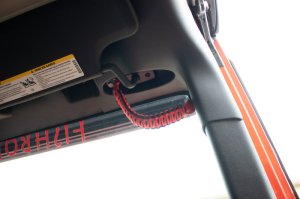 Jeep Unlimited Grab Handles - Front & Rear - Fishbone Offroad - Paracord A-Pillar & Sound Bar - Red - `07-`18